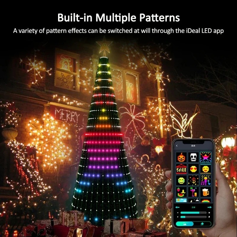 Home Decor Lighting Tree - Рождественские гирлянды-звезды RGB LED с Bluetooth-управлением