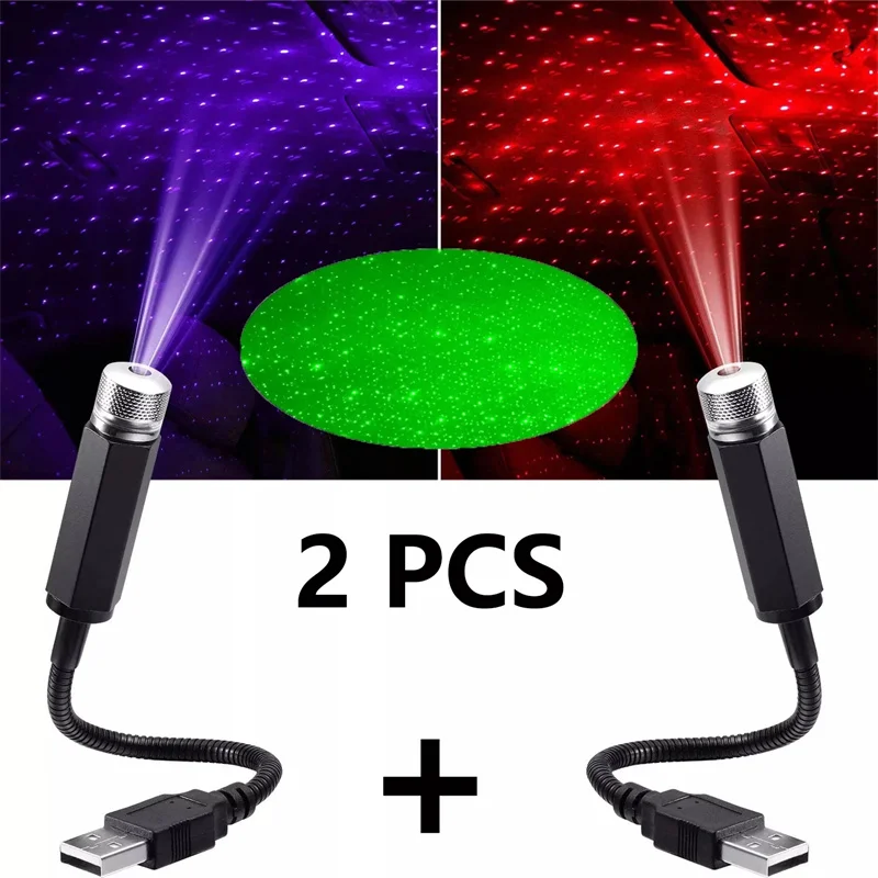 Star Projector Night - Мини-автомобиль светодиодный звездный ночник проектор USB