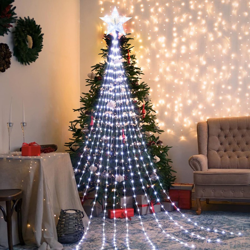 Home Decor Lighting Tree - Светодиодные звезды-водопадные огни, рождественские украшения, гирлянды,