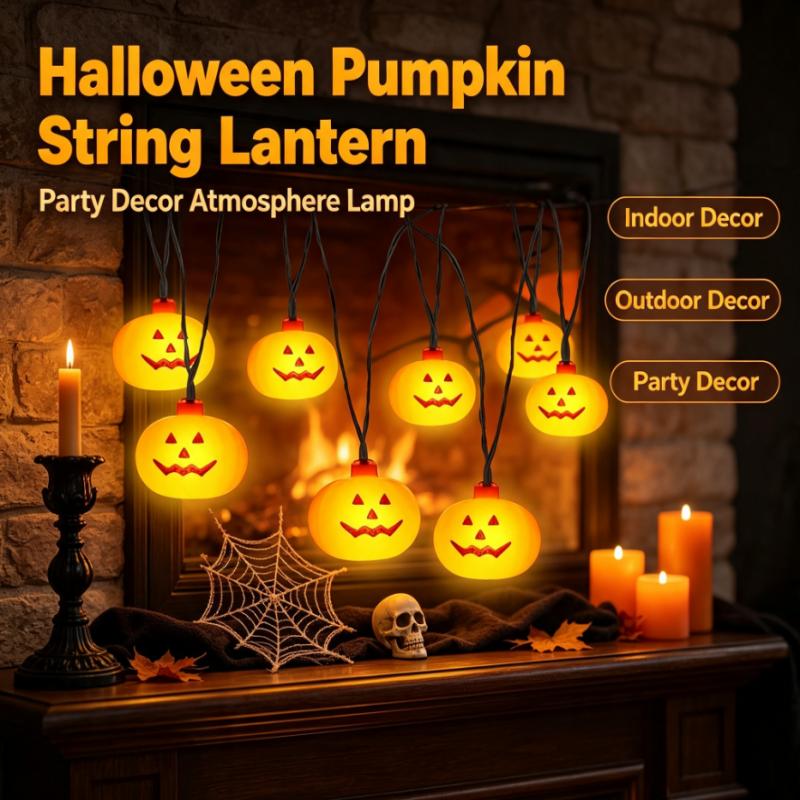 String Light Outdoor - Гирлянда из тыквенных фонариков на батарейках