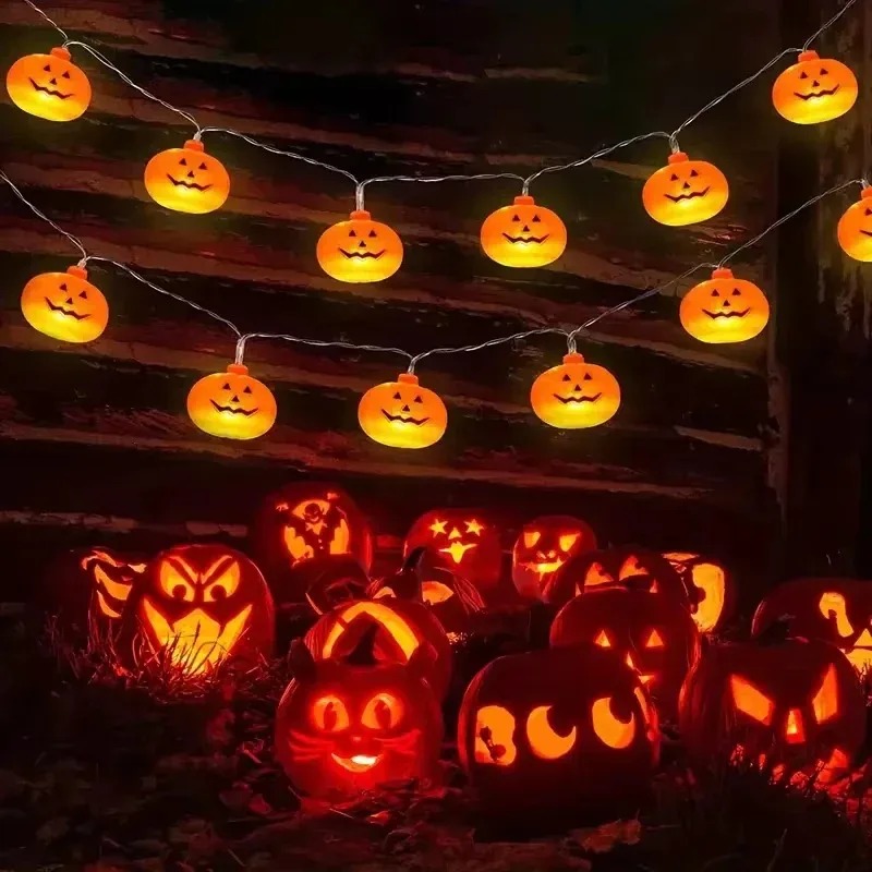 String Light Outdoor - Гирлянда с тыквенными фонарями на Хэллоуин,