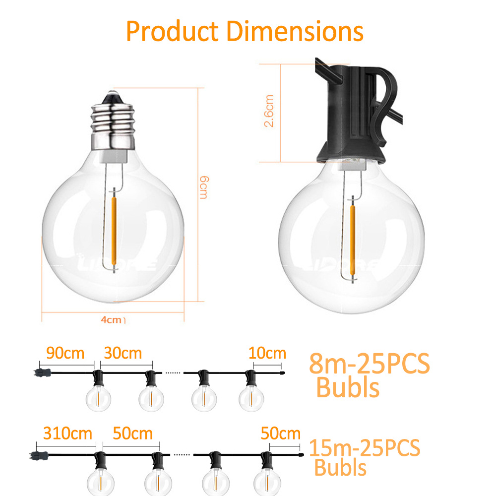 Гирлянда G40 с 25 прозрачными  – обзор и цена String Light Outdoor