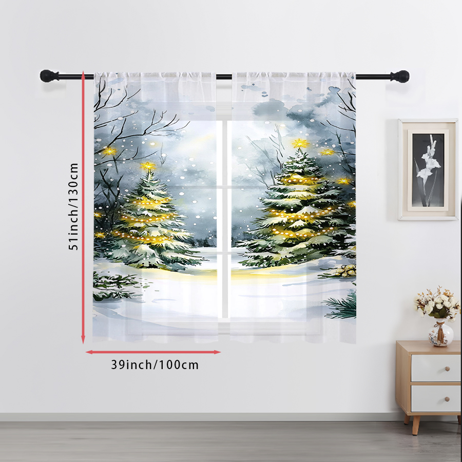 2 шт. прозрачных штор с акваре – обзор и цена Home Decor Lighting Tree